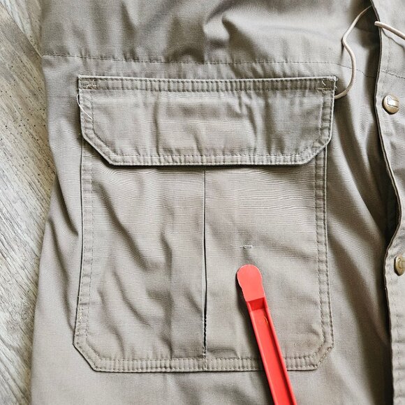 Vintage Woolrich Mens Hooded Tan Parka Plaid Lining Full Zip Size L USA Made - Picture 12 of 16